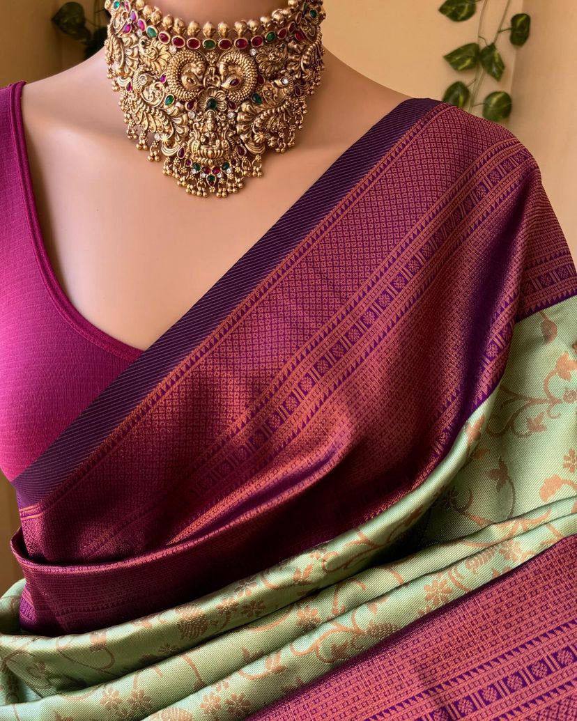 Designer Jacquard Silk Weaving Work All Over Saree