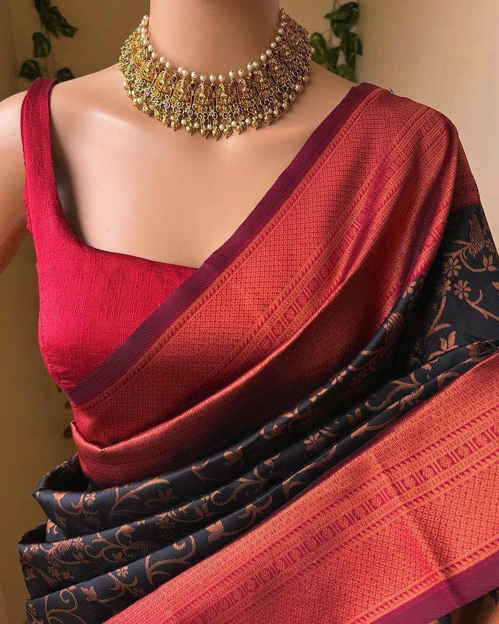 Designer Jacquard Silk Weaving Work All Over Saree