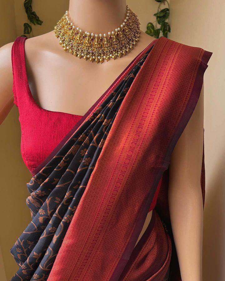 Designer Jacquard Silk Weaving Work All Over Saree