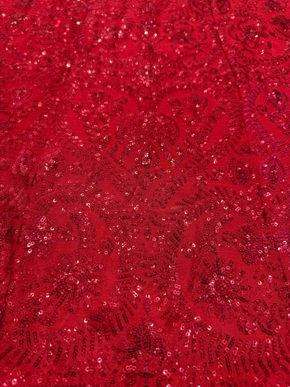 Party Wear Red Colour Chinon Silk Fabric Sequence Work Lehenga Choli