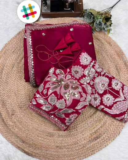 Wedding Wear Jimmi Chu Silk Saree With Heavy Work Blouse