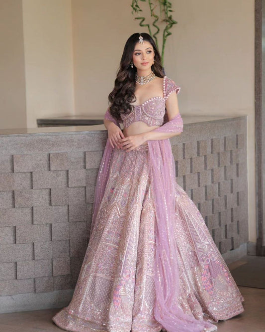 Designer Pink Color Kasturi Silk Lehenga Choli