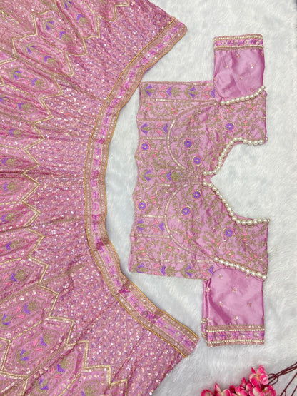 Designer Pink Color Kasturi Silk Lehenga Choli