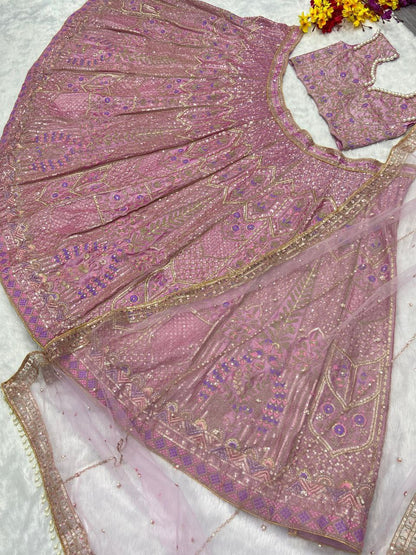 Designer Pink Color Kasturi Silk Lehenga Choli
