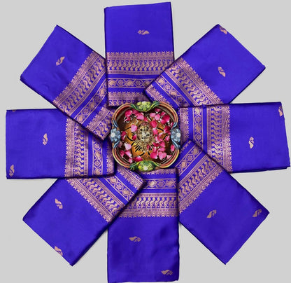 South Indian Golden Silk Jacquard Weaving  Work Saree Blouse