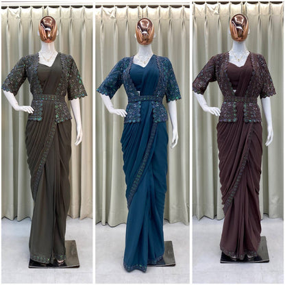 1 Min Ready to Wear Georgette Saree