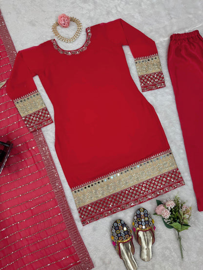Red Color Georette Ready to Wear Suit