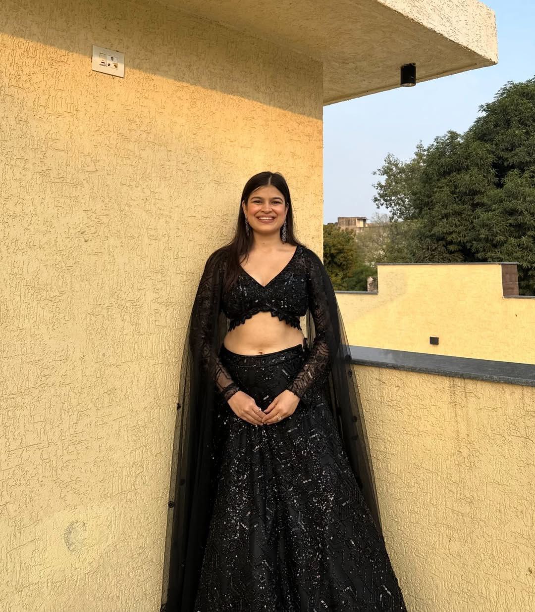 Black Georgette Sequence Work Lehenga Choli