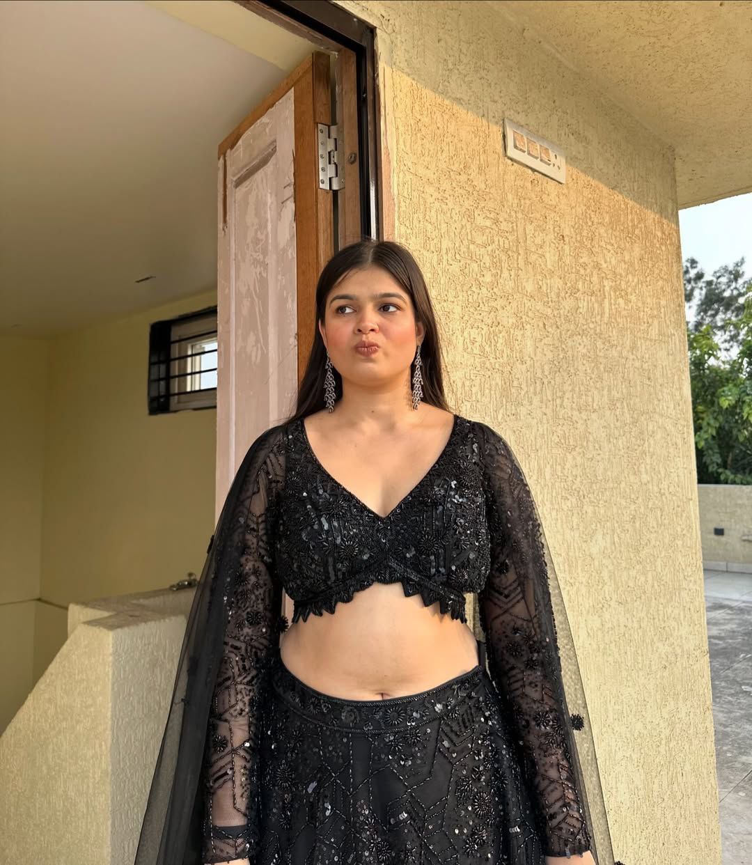Black Georgette Sequence Work Lehenga Choli