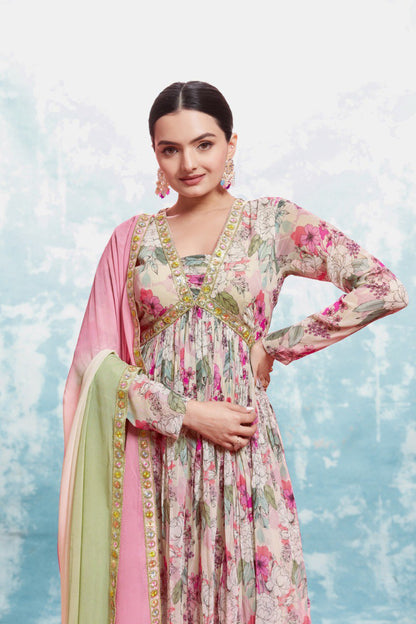 Digital Printed Floral Multie Colour Fully Stitched Dress