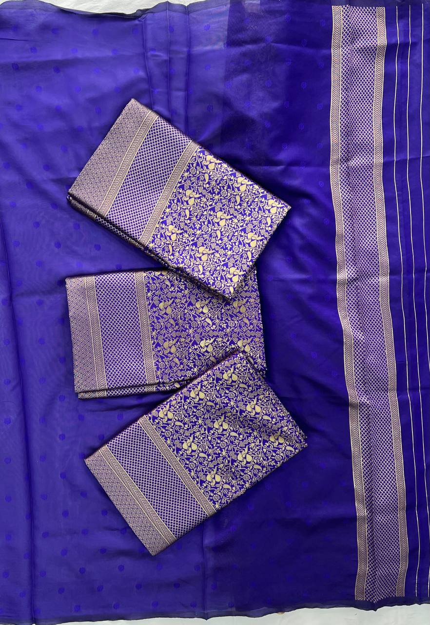 Wedding Wear Beautiful Purple Soft Lichi Silk Saree