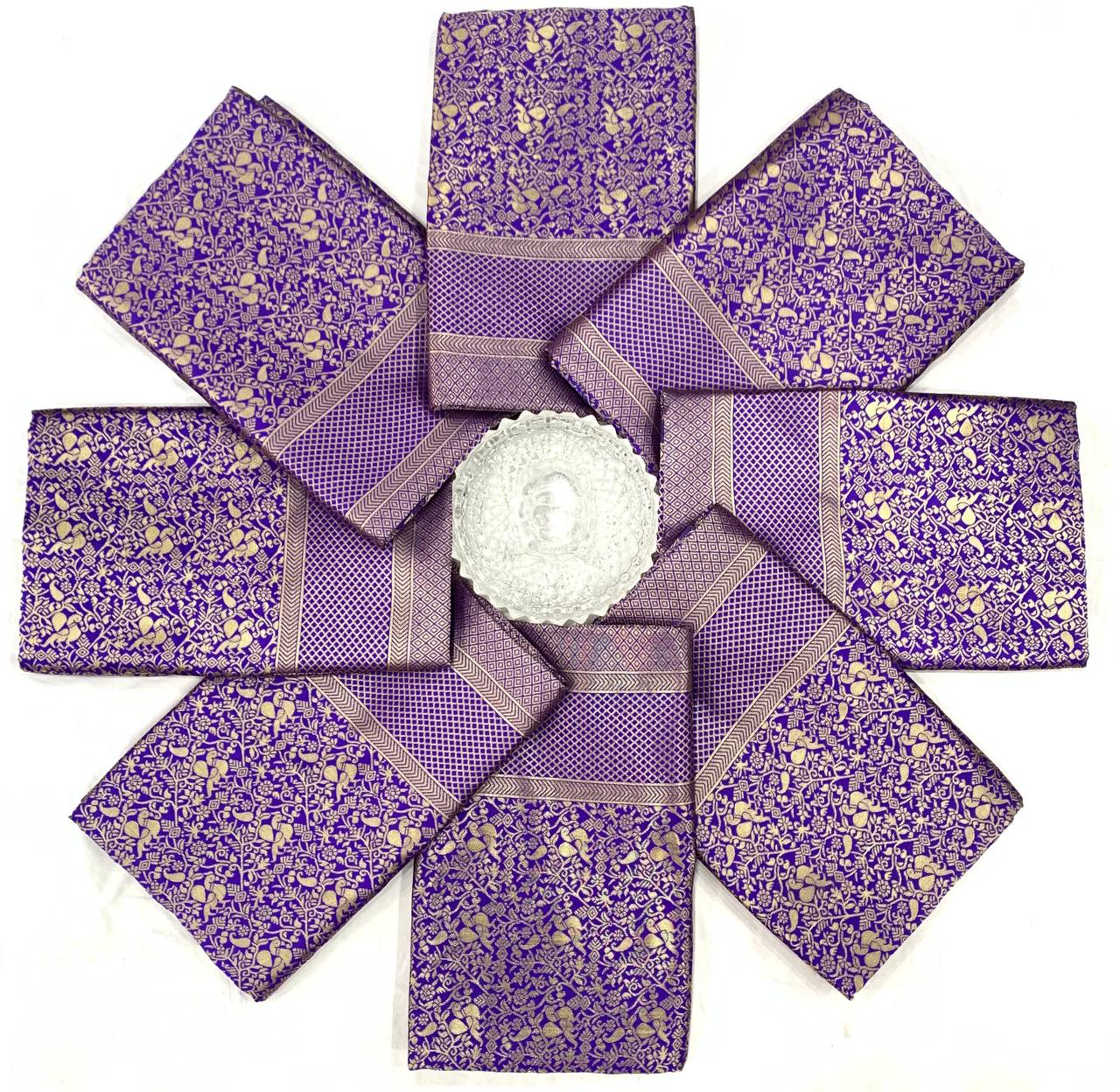 Wedding Wear Beautiful Purple Soft Lichi Silk Saree