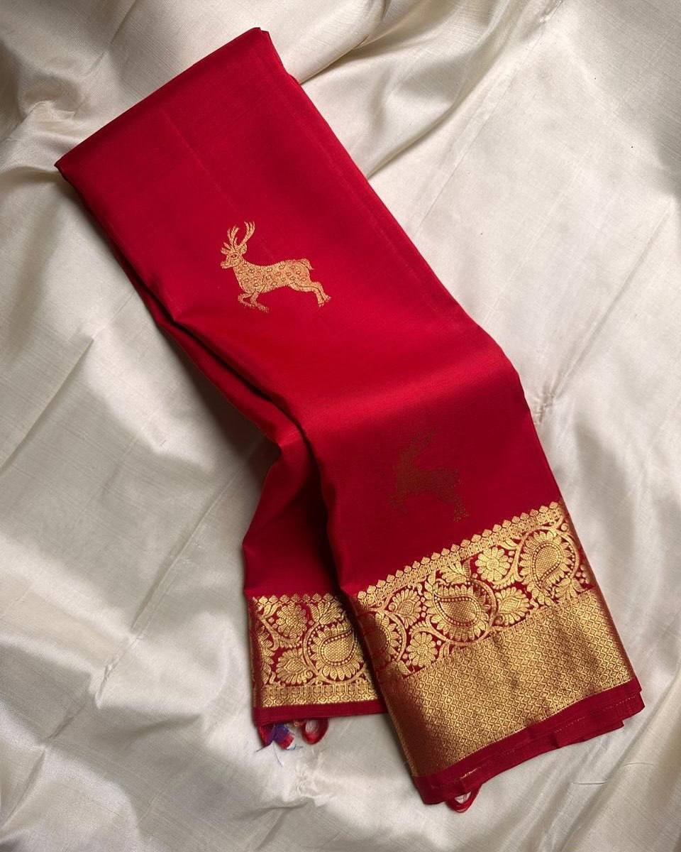 Soft Lichi Silk Jacquard Weaving Treditional Wear Designer Saree