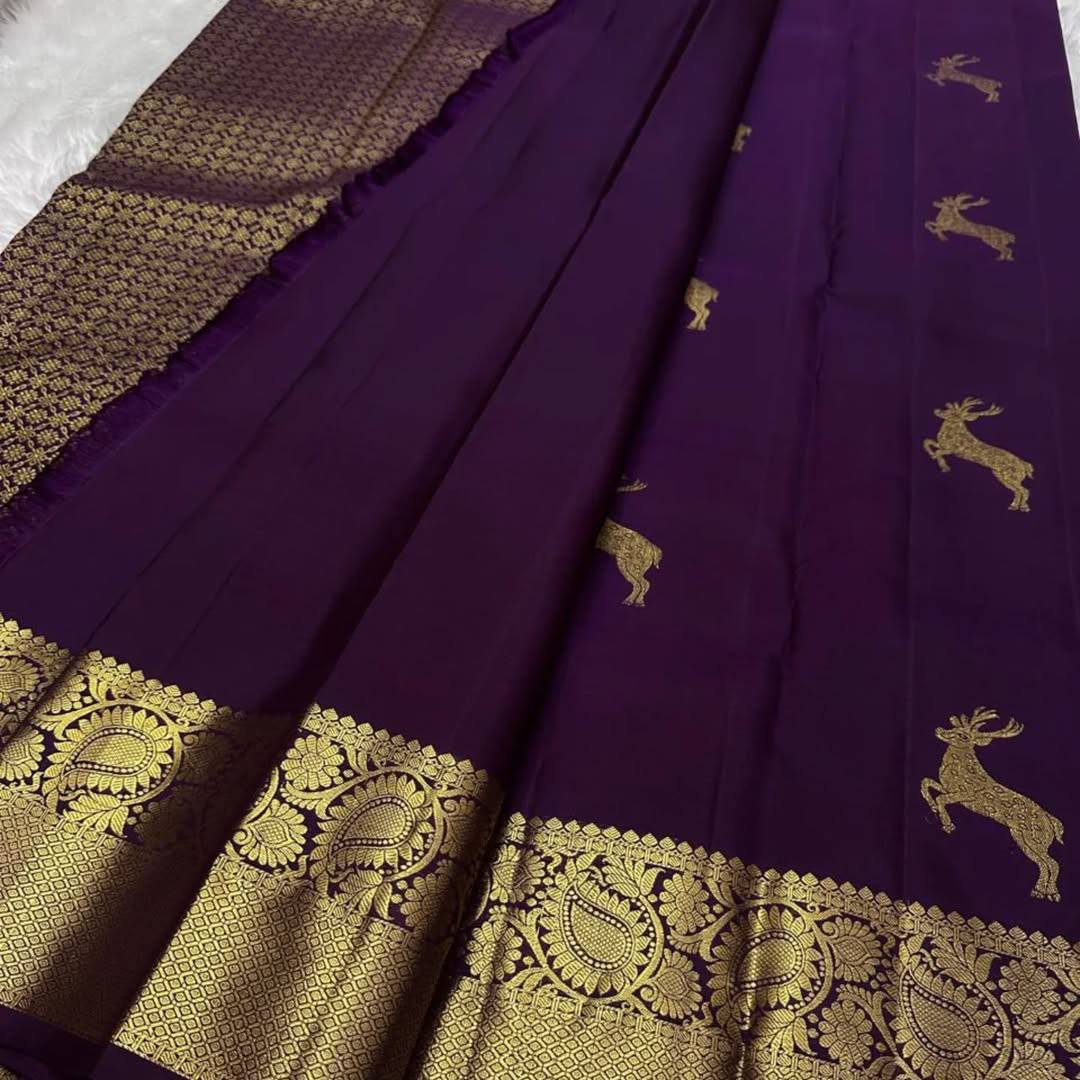 Soft Lichi Silk Jacquard Weaving Treditional Wear Designer Saree