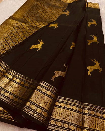 Soft Lichi Silk Jacquard Weaving Treditional Wear Designer Saree