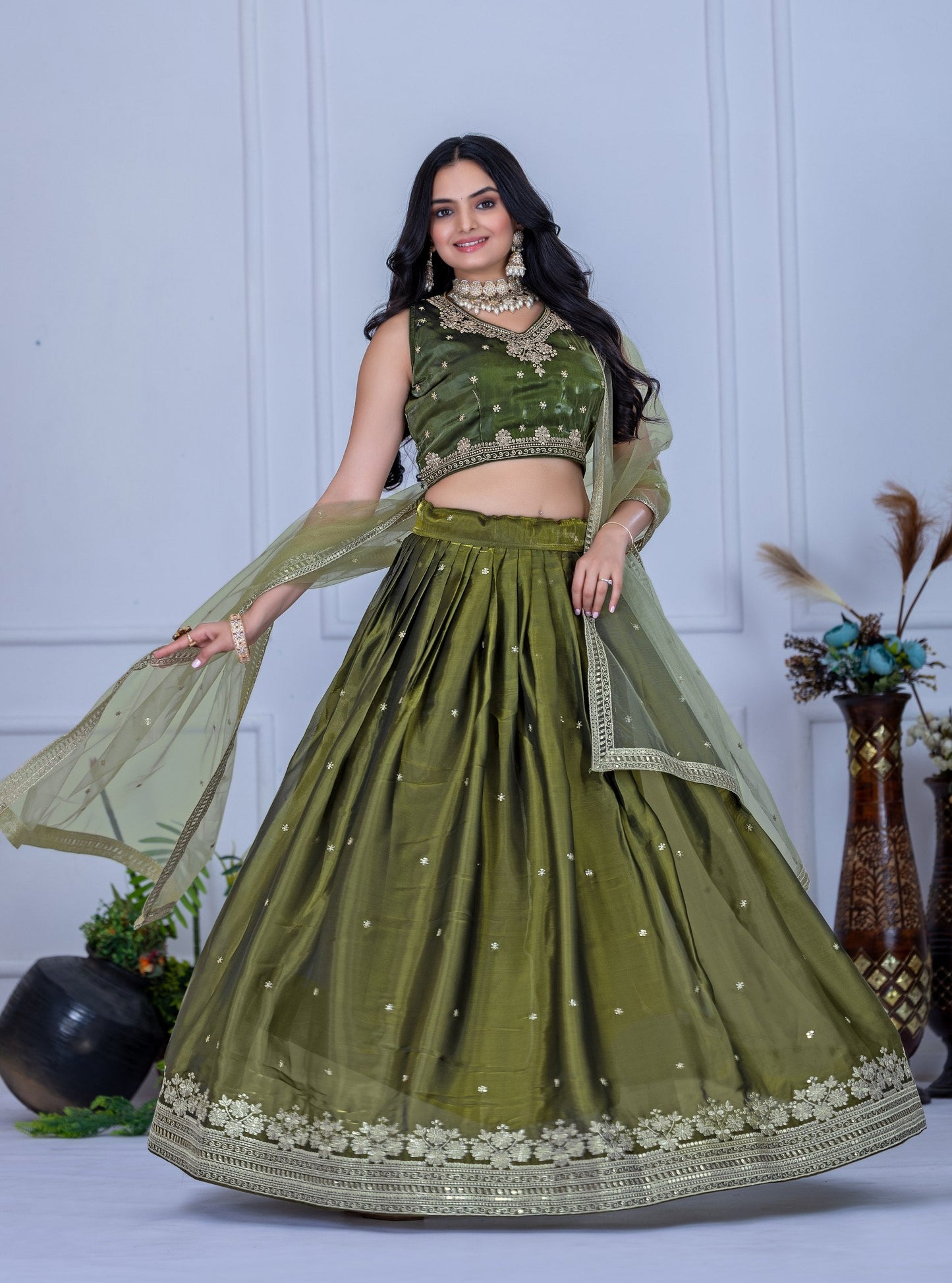 Heavy Jimmy Chu Silk Embroidary Worked Designer Lehenga Choli