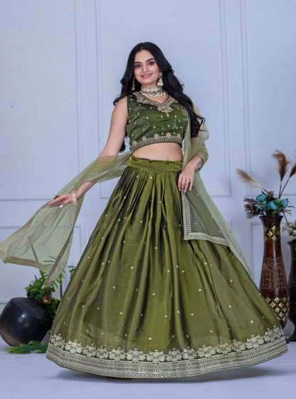 Heavy Jimmy Chu Silk Embroidary Worked Designer Lehenga Choli