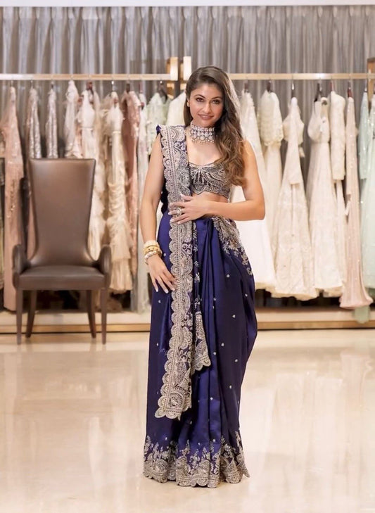 Designer Heavy Codding & Sequebnce Work Saree