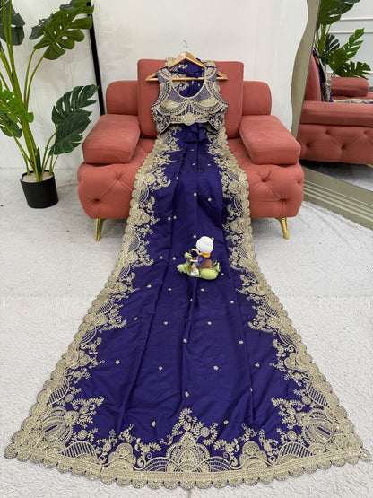 Designer Heavy Codding & Sequebnce Work Saree