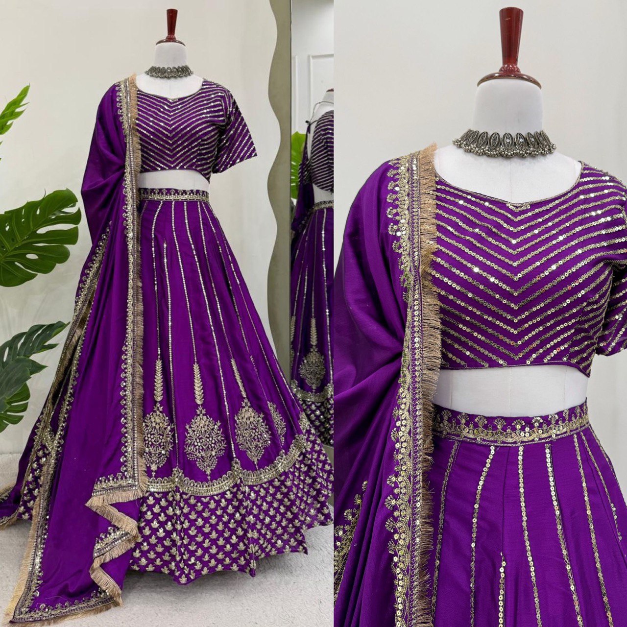 Purple Colour Designer Wedding Wear Lehenga Choli With Beautiful Duppta