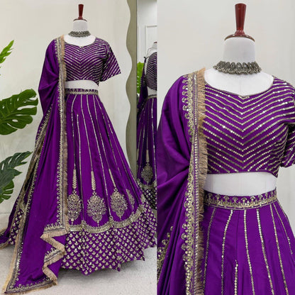 Purple Colour Designer Wedding Wear Lehenga Choli With Beautiful Duppta