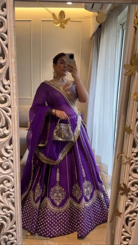 Purple Colour Designer Wedding Wear Lehenga Choli With Beautiful Duppta