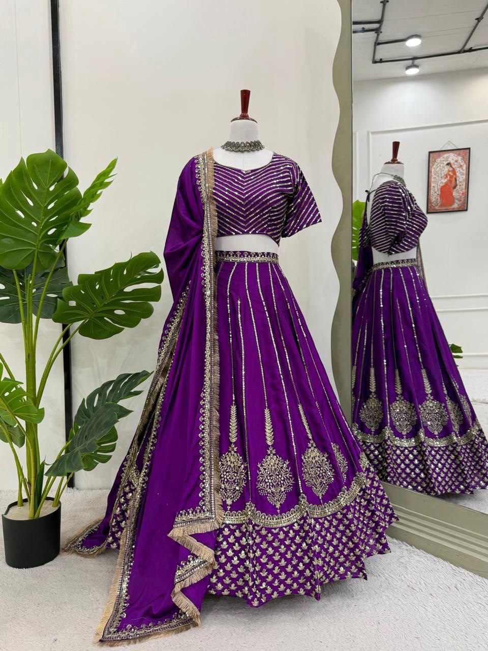 Purple Colour Designer Wedding Wear Lehenga Choli With Beautiful Duppta