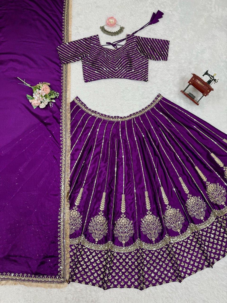 Purple Colour Designer Wedding Wear Lehenga Choli With Beautiful Duppta