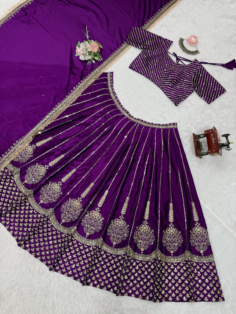 Purple Colour Designer Wedding Wear Lehenga Choli With Beautiful Duppta