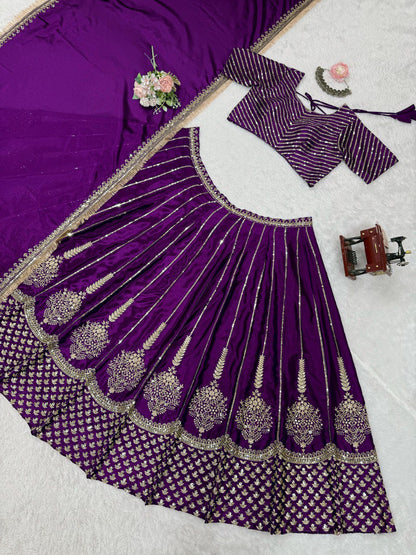 Purple Colour Designer Wedding Wear Lehenga Choli With Beautiful Duppta