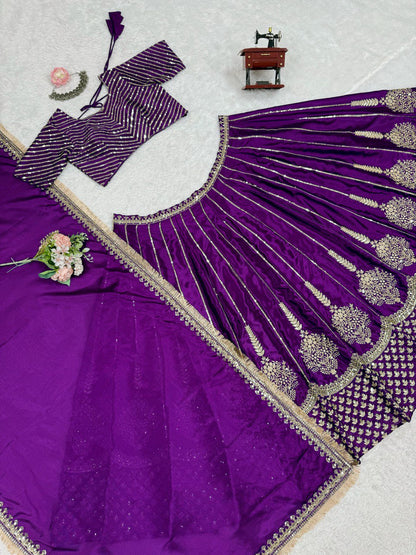Purple Colour Designer Wedding Wear Lehenga Choli With Beautiful Duppta