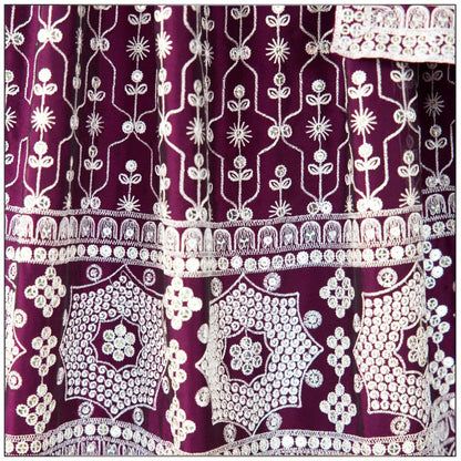 Wine Colour Embroidary And Sequence Worked Designer Lehenga Choli
