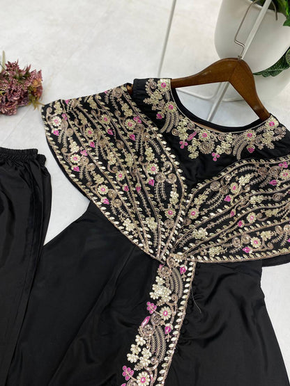 Designer Fancy Western Style Cording Sequance Work With Foil Paper Work Gown