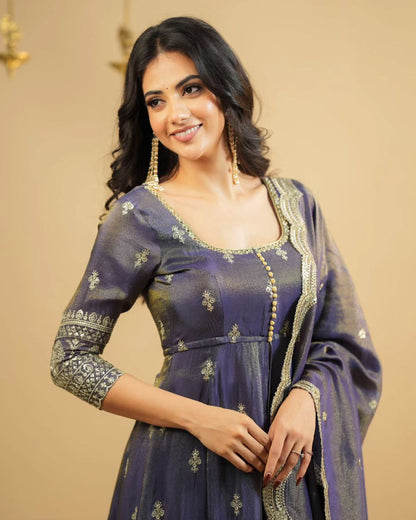 Designer Simmer Silk Mastani Wedding Wear Suit