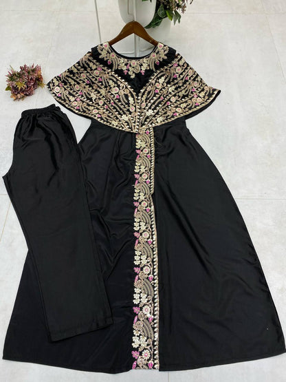 Designer Fancy Western Style Cording Sequance Work With Foil Paper Work Gown