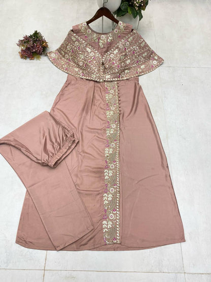 Designer Fancy Western Style Cording Sequance Work With Foil Paper Work Gown