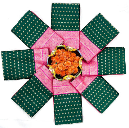 Dark Green Lichi Silk Jacquard Silk Weaving Saree