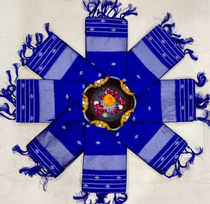 Royal Blue Jacquard Weaving Lichi Silk Saree With Fancy jalar