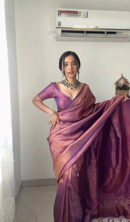 Soft Cotton Rich Weaving Designer Ready To Wear Saree