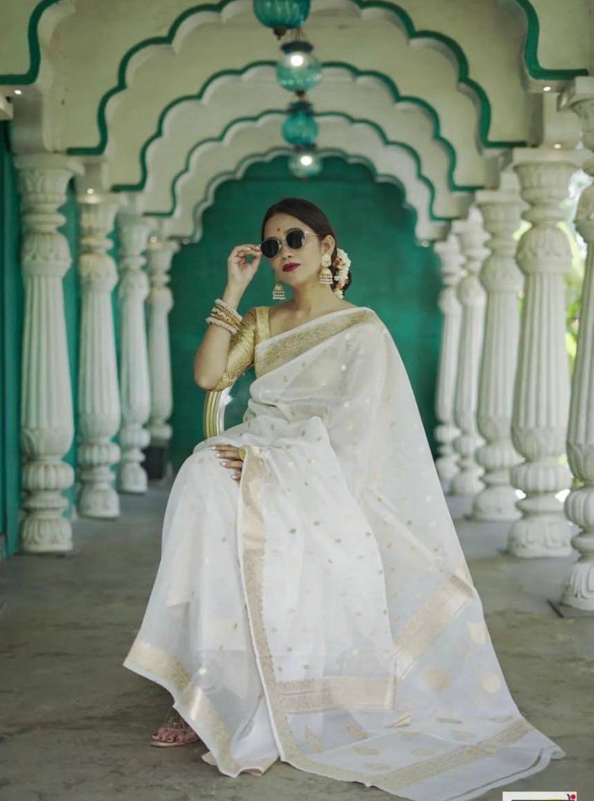 Beautiful Rich Pallu Slab Weaving Designer Saree With Fancy Blouse