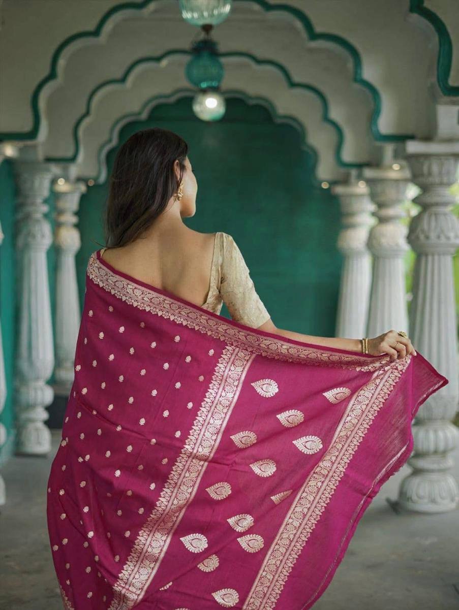 Beautiful Rich Pallu Slab Weaving Designer Saree With Fancy Blouse