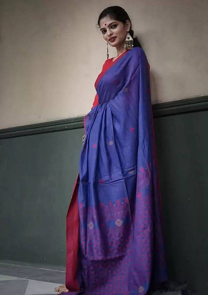 Attractive Slub Lilan Jacquard Weaving Rich Look Beautiful Saree