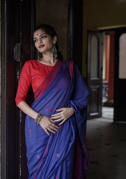 Attractive Slub Lilan Jacquard Weaving Rich Look Beautiful Saree