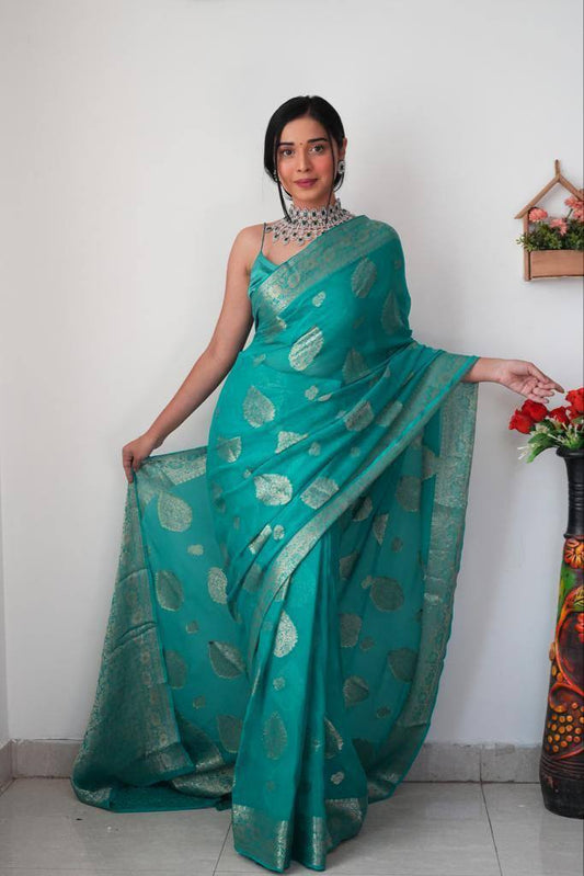 Special Lilan Soft Cotton Fabric Jacquard Weaving Ready To Wear Saree
