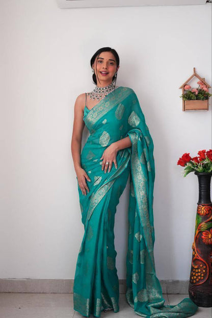Special Lilan Soft Cotton Fabric Jacquard Weaving Ready To Wear Saree