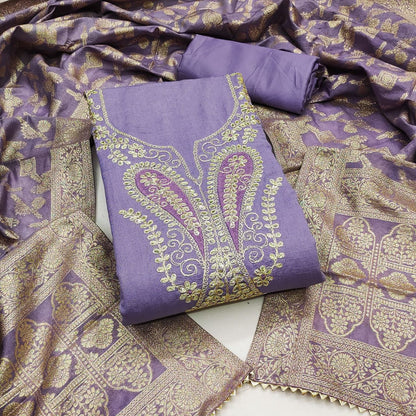 Vichitra Silk Embroidary Work Party Wear Dress Material