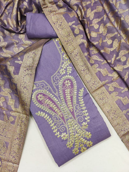 Vichitra Silk Embroidary Work Party Wear Dress Material