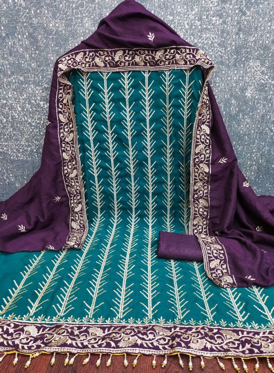 Embroidary Work Vichitra Silk Party Wear Dress Material