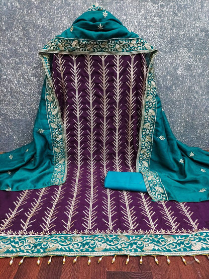 Embroidary Work Vichitra Silk Party Wear Dress Material