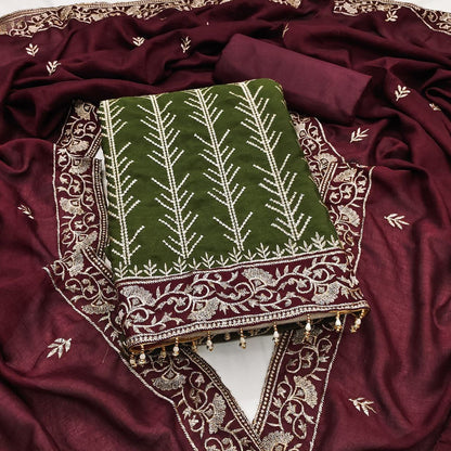 Embroidary Work Vichitra Silk Party Wear Dress Material